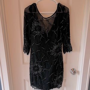 Black with silver bearing party dress
